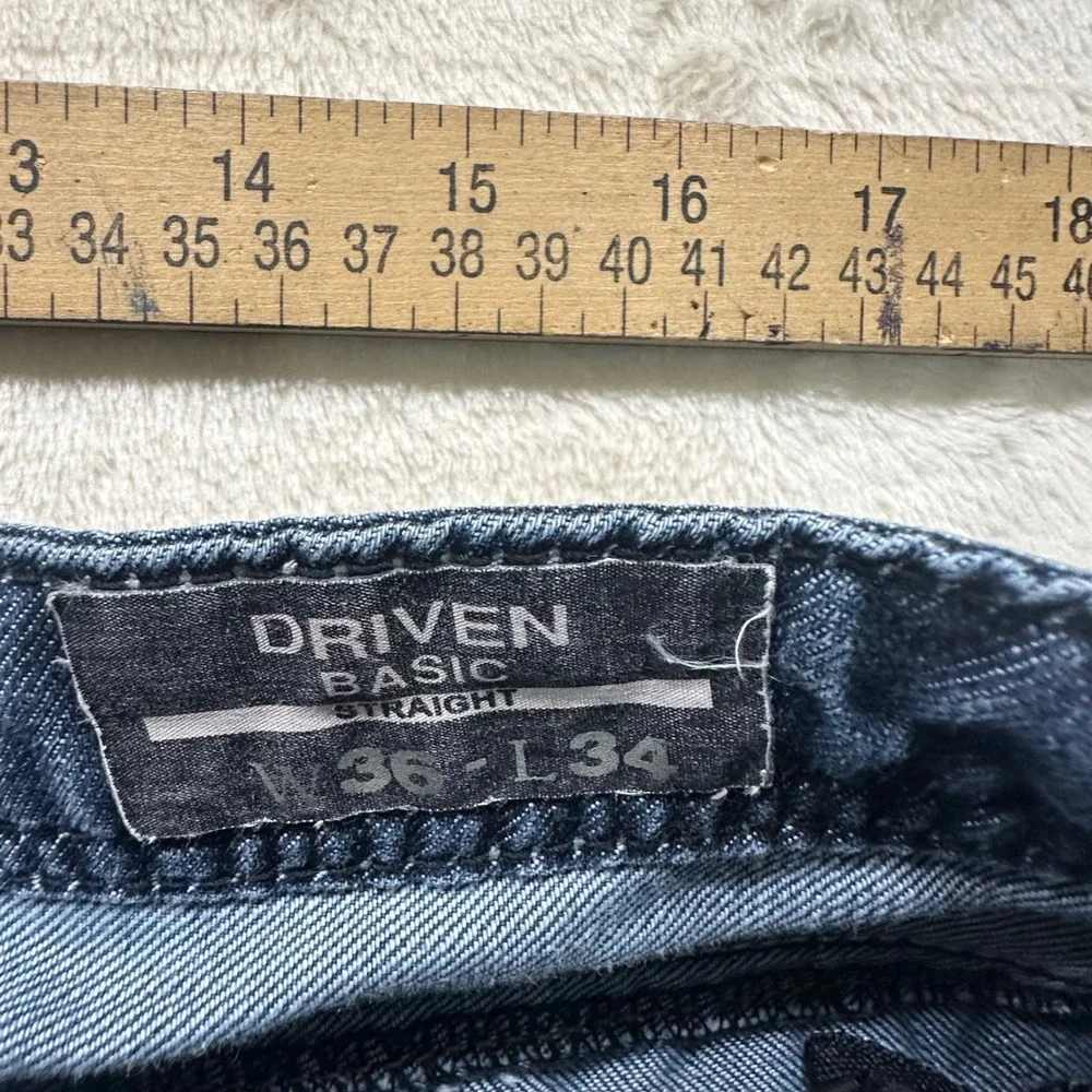 Buffalo David Bitton Driven Basic Straight Jeans Mens 36x34 Blue Medium Wash